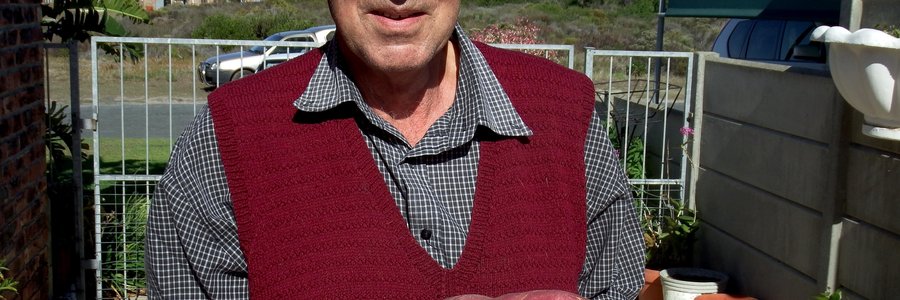 Leonard Batt van Franskraal met sy enorme patat uit sy tuin